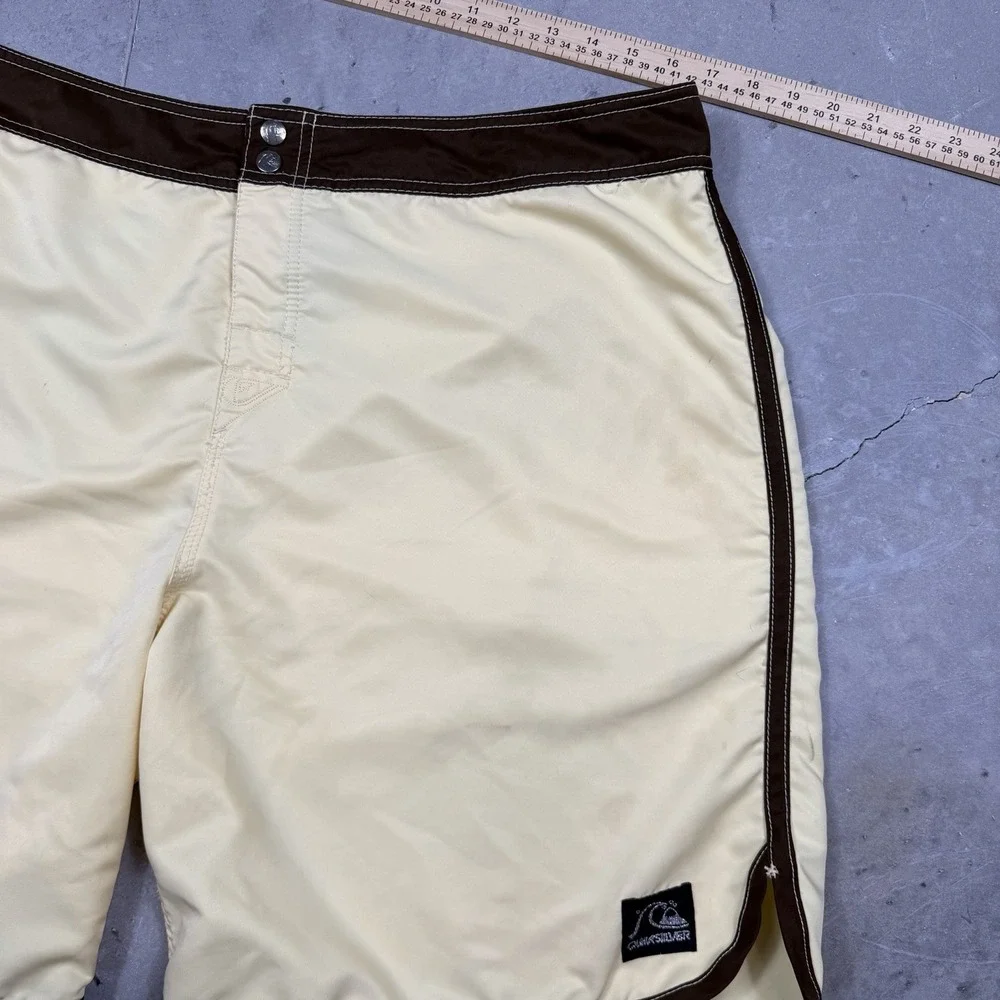 Yellow And Brown Y2K Quiksilver Board Swim Shorts 40 Inch Waist Men's XXL